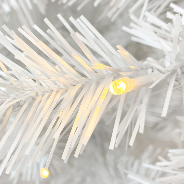 Upside Down White Christmas Tree, Xmas Tree with LED Warm White Lights, Reinforced Metal Base & Easy Assembly 6.6ft, w/1,200 Lush Branch Tips, 450 LED Lights X-mas