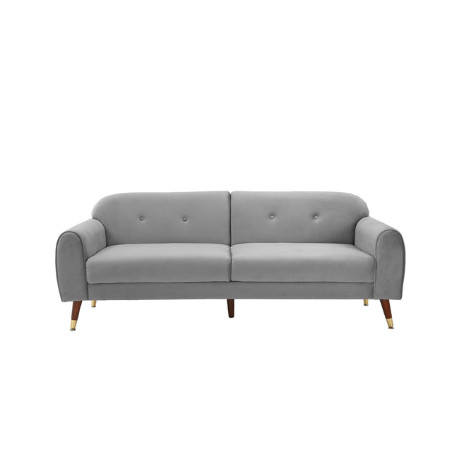 Lovetseat with wood legs, Light grey velvet