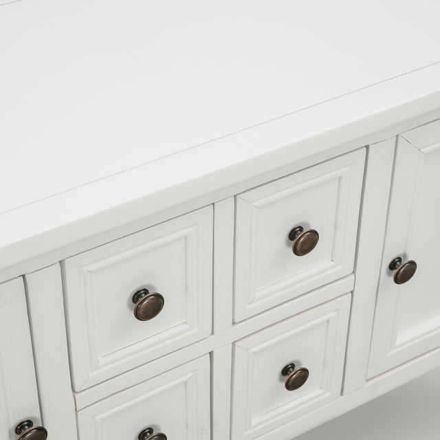 TREXM Cambridge Series Buffet Sideboard Console Table with Bottom Shelf (White)