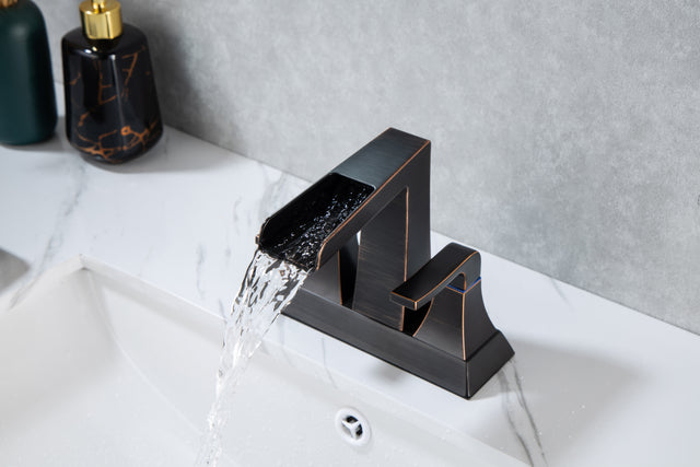 2-Handle Lavatory Faucet Brushed Nickel Bathroom Sink Faucet with Metal Pop-up Drain and Faucet Supply Lines