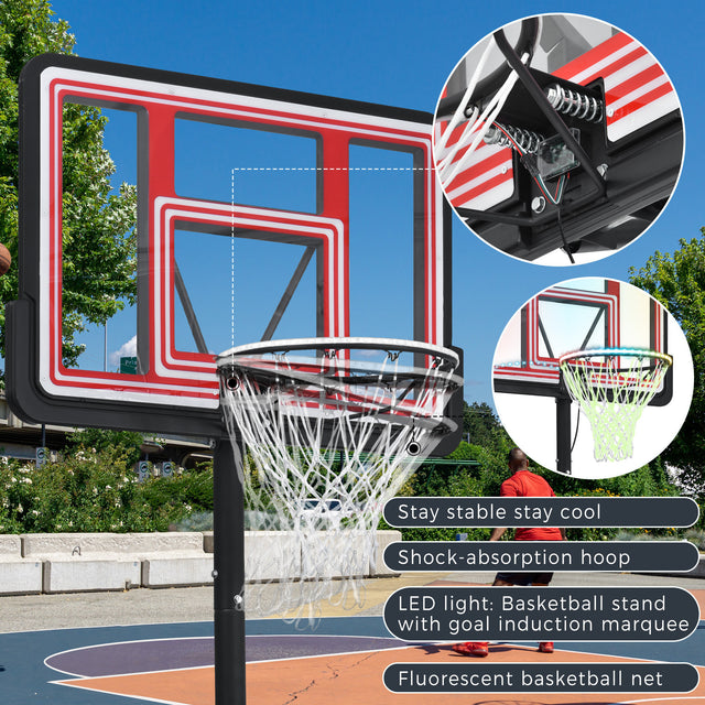 Portable Basketball Hoop Basketball System 4.76-10ft Height Adjustable for Youth Adults LED Basketball Hoop Lights, Colorful lights, Waterproof,Super Bright to Play at Night Outdoors,Good Gift for Kid