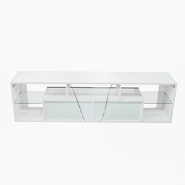 FURNITURE & TV Stand 160 LED Wall Mounted Floating 63" TV Stand (White/Black)