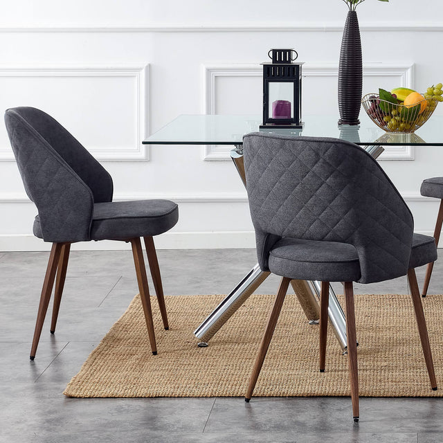 Modern Dining Chairs, Velvet Accent Chair, Living Room Leisure Chairs, Upholstered Side Chair with Metal Legs for Dining Room Kitchen Vanity Patio Club Guest (Set of 2) ( Dark Grey Office Chair)