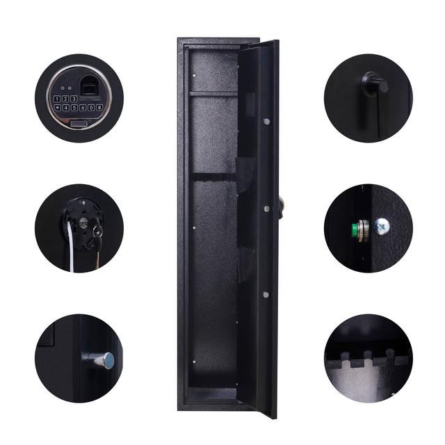 Rifle Gun Safe,Quick Access Fingerprint/Keypad Long Gun Safe, 4-5 Gun Metal Rifle Gun Security Cabinet 2 Pistols safe Lock Box.
