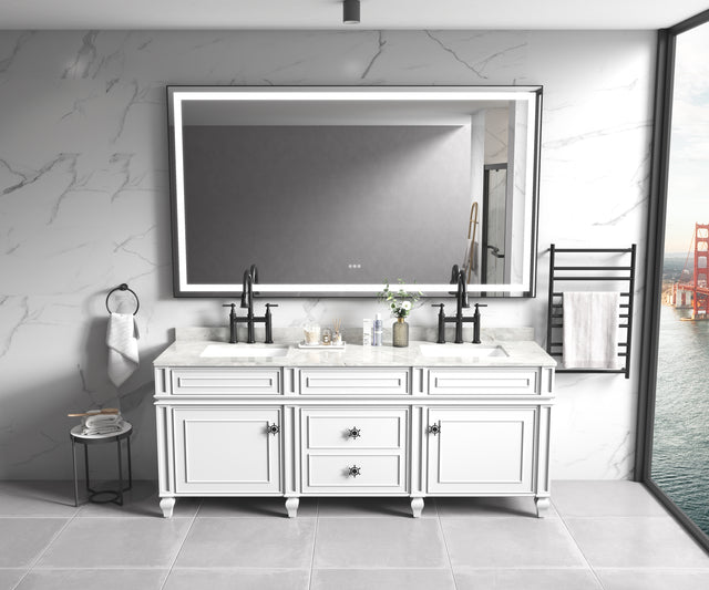84*48Super Bright Led Bathroom Mirror with Lights, Metal Frame Mirror Wall Mounted Lighted Vanity Mirrors for Wall,
Anti Fog Dimmable Led Mirror for Makeup, Horizontal/Verti