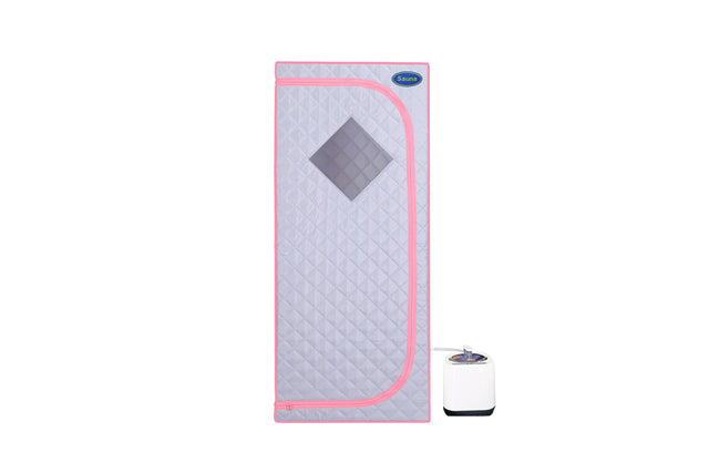 Full Size Portable Grey Steam Sauna tent–Personal Home Spa, with Steam Generator, Remote Control, Foldable Chair, Timer and PVC Pipe Connector Easy to Install.Fast heating, with FCC Certification