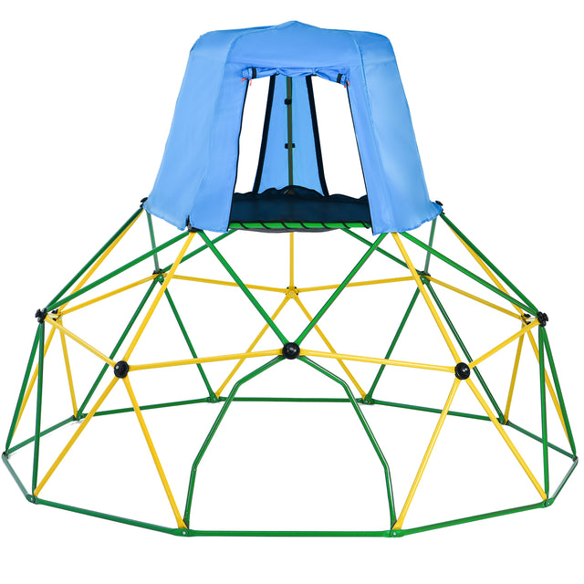 Kids Climbing Dome with Canopy and Playmat - 10 ft Jungle Gym Geometric Playground Dome Climber Play Center, Rust & UV Resistant Steel Supporting 1000 LBS