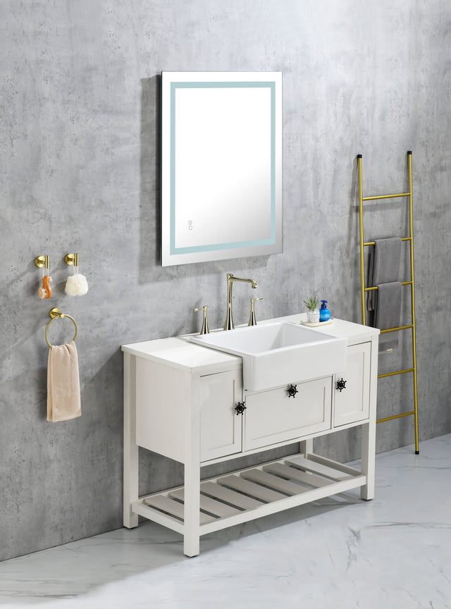 28“*36” LED Lighted Bathroom Wall Mounted Mirror with High Lumen+Anti-Fog Separately Control+Dimmer Function