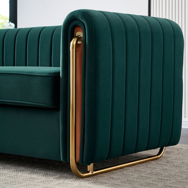 Modern velvet sofa green color