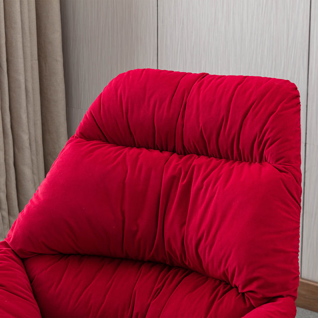 Tufted Upholstered Padded Seat Rocking Chair-Velvet Red