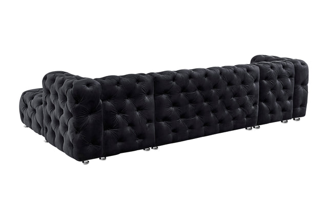 Donna U-Shaped Sectional in Black Finished with Velvet Fabric