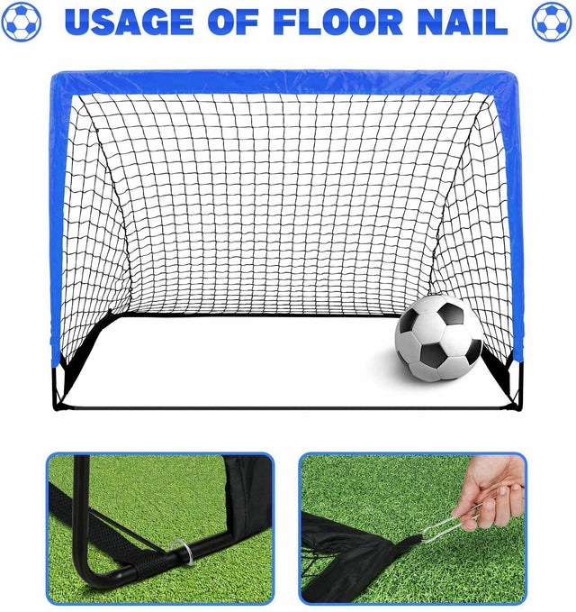 Simple Deluxe 4‘x3’ Portable Soccer Goal, Pop Up Folding Soccer Net Comes with 2 Oxford Cloth Bags and 8 Stakes, Great for Training for Backyard