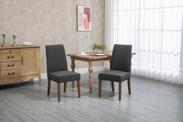 Cover Removable Interchangeable and Washable Gray Linen Upholstered Parsons Chair with Solid Wood Legs 2 PCS
