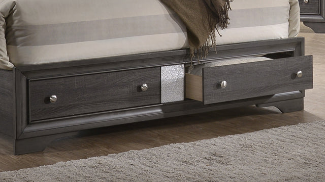 Traditional Matrix King 4 Piece Storage Bedroom set in Gray made with Wood