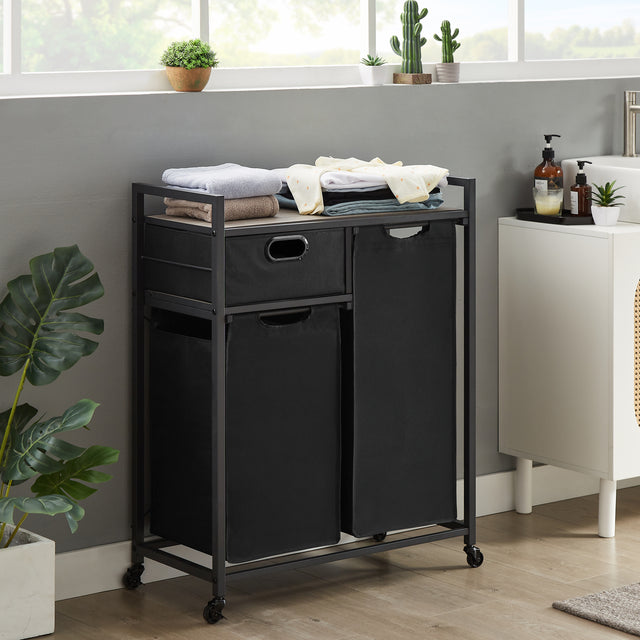 JHX Laundry Basket, Laundry Hamper with Drawer, 2 Laundry Sorter, with 2 Bags, 1 Storage Rack, (Grey,28.15’’L*13’’W*35.8’’H)