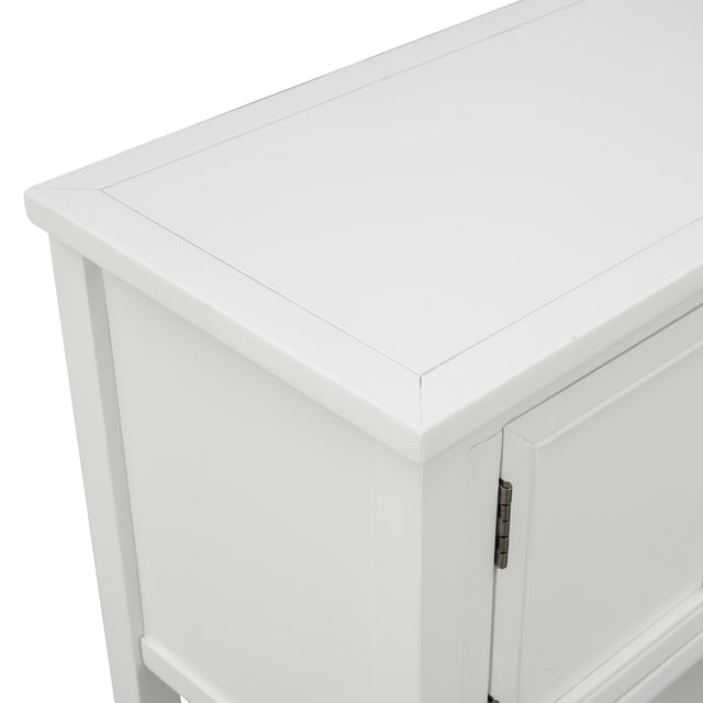 TREXM Cambridge Series Buffet Sideboard Console Table with Bottom Shelf (White)