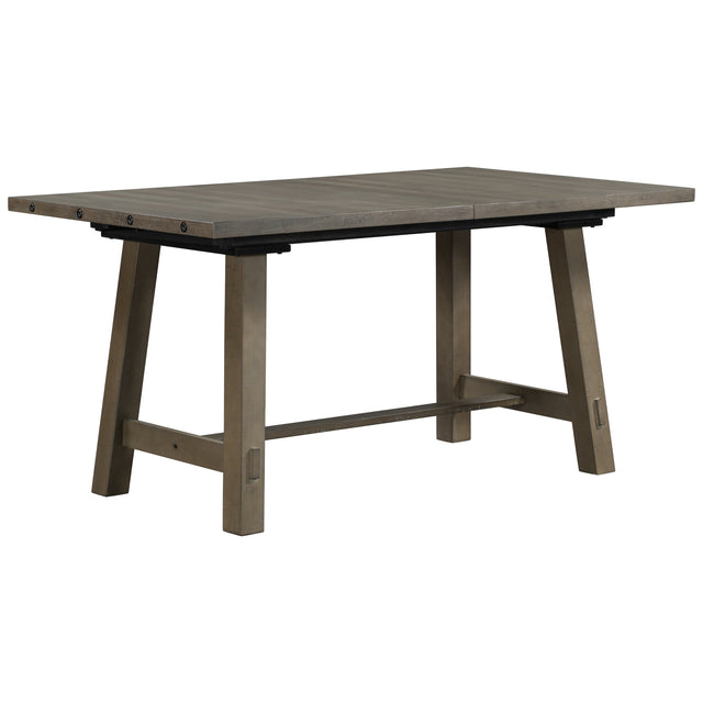 TREXM Retro Style Rectangular Dining Table Wood Extendable Dining Table with 18" Leaf, Seats up to 8 (Gray)