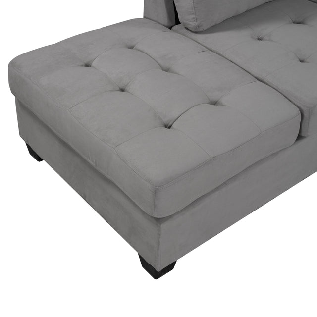 Orisfur. Modern Sectional Sofa with Reversible Chaise, L Shaped Couch Set with Storage Ottoman and Two Cup Holders for Living Room