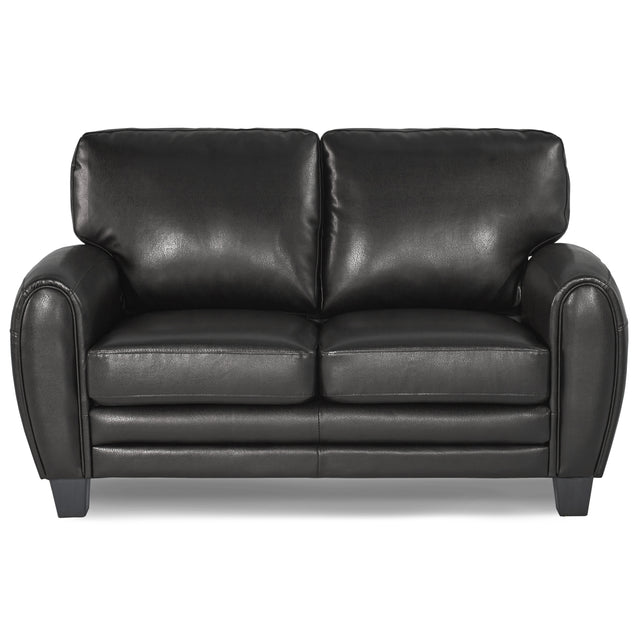 Modern Living Room Furniture 1pc Loveseat Black Faux Leather Covering Retro Styling Furniture