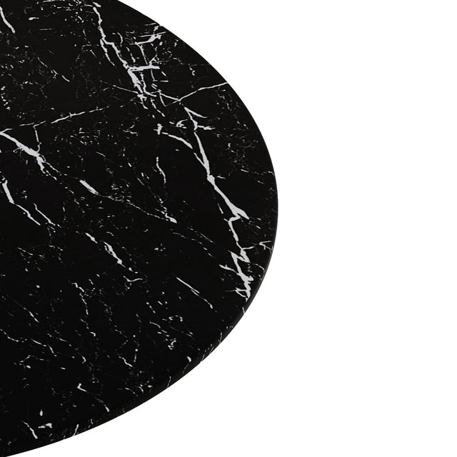 42.12"Modern Round Dining Table with Printed Black Marble Table Top,Metal Base Dining Table, End Table Leisure Coffee Table