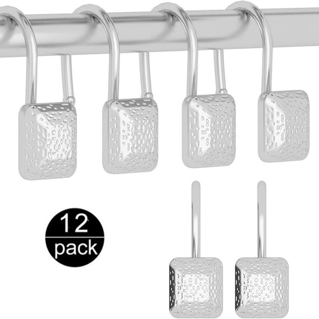 Silver Shower Curtain Hook, Zinc Alloy Hook, Set of 12
