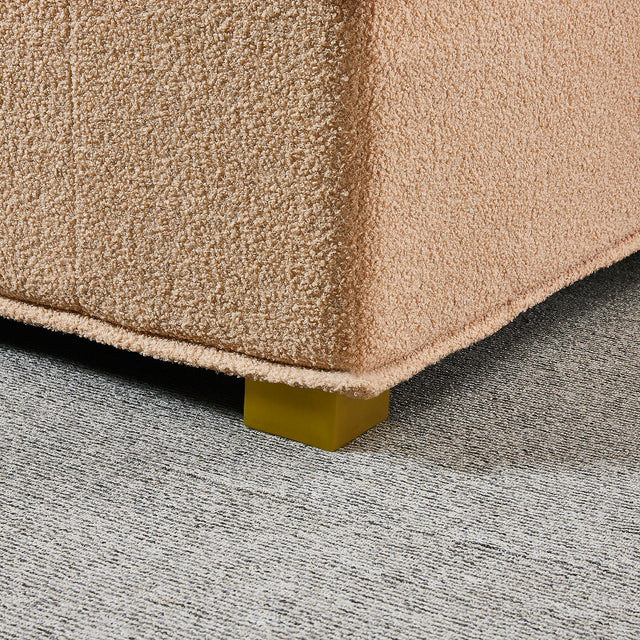 Lazy sofa ottoman with gold wooden legs teddy fabric (Khaki)