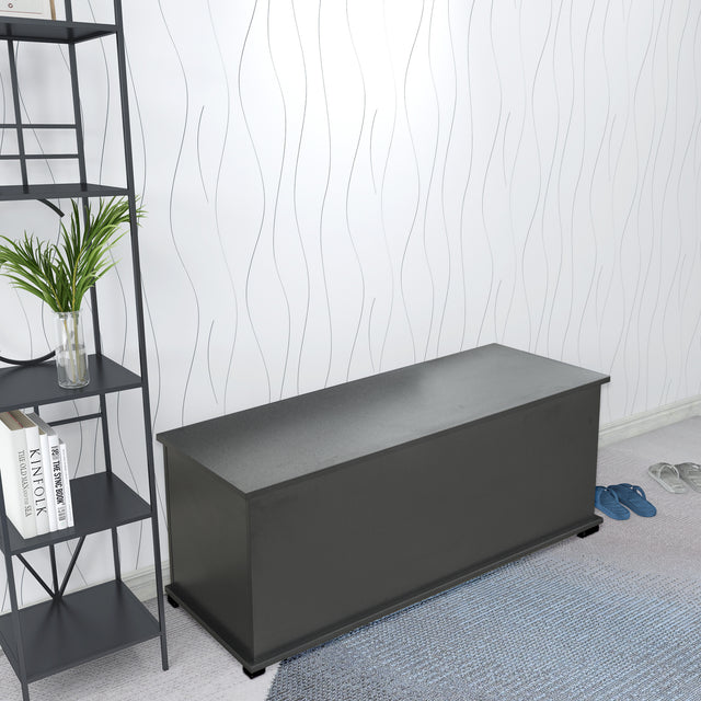 Storage Chest Trunk, Lift Top Wood Box for Toys Entryway Bench Organizer Home Furniture, Black