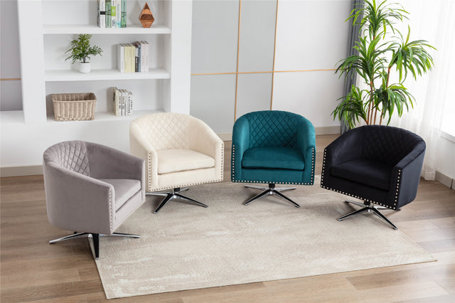 COOLMORE Swivel Barrel chair living room chair with nailheads and Metal base