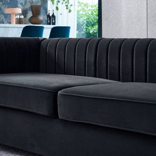 Modern velvet sofa black color