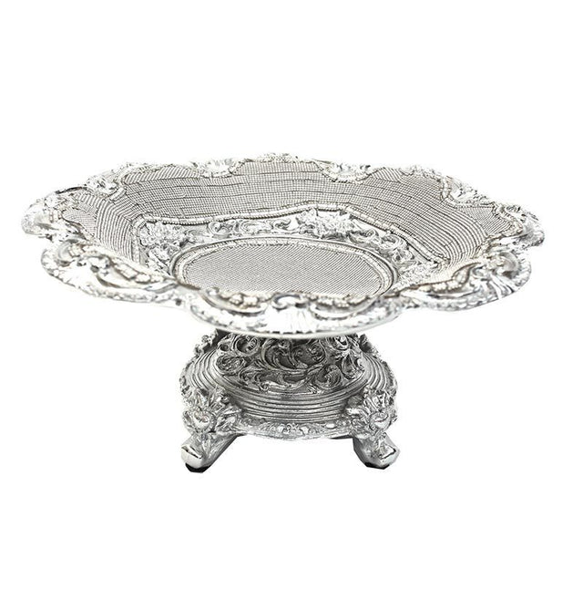 Ambrose Chrome Plated Crystal Embellished Ceramic Fruit Platter