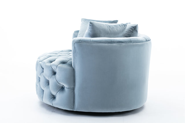Coolmore Modern Akili swivel accent chair barrel chair for hotel living room / Modern leisure chair Light blue