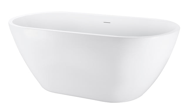 62" 100% Acrylic Freestanding Bathtub, Soaking Tub, White Bathtub