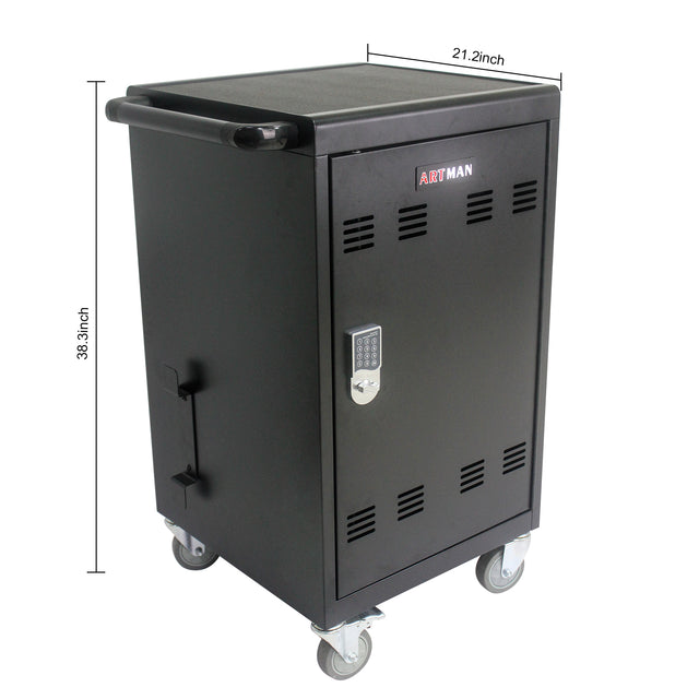 Mobile Charging Cart and Cabinet for Tablets Laptops 30-Device With Combination Lock(Black))