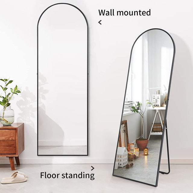 YSSOA Full Length Mirror, Arched-Top Full Body Mirror with Stand, Floor Mirror & Wall-Mounted Mirro