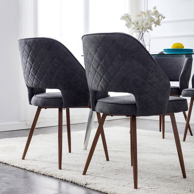 Modern Dining Chairs, Velvet Accent Chair, Living Room Leisure Chairs, Upholstered Side Chair with Metal Legs for Dining Room Kitchen Vanity Patio Club Guest (Set of 2) ( Dark Grey Office Chair)