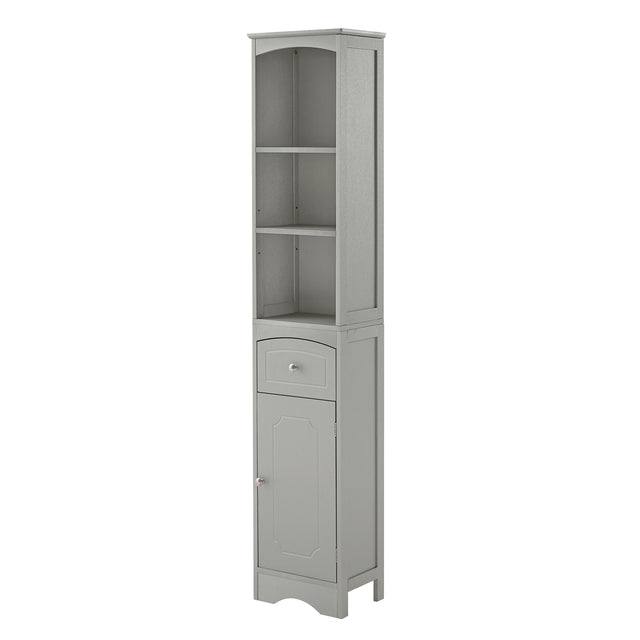 Tall Bathroom Cabinet, Freestanding Storage Cabinet with Drawer, MDF Board, Adjustable Shelf, Grey