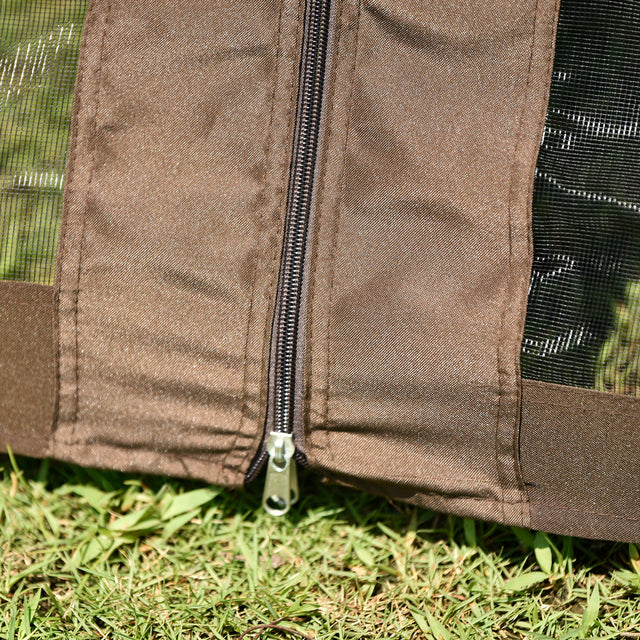 TOPMAX 9.8Ft. Wx9.8Ft.L Outdoor Iron Vented Dome Top Patio Gazebo with Netting for Backyard, Poolside and Deck, Brown