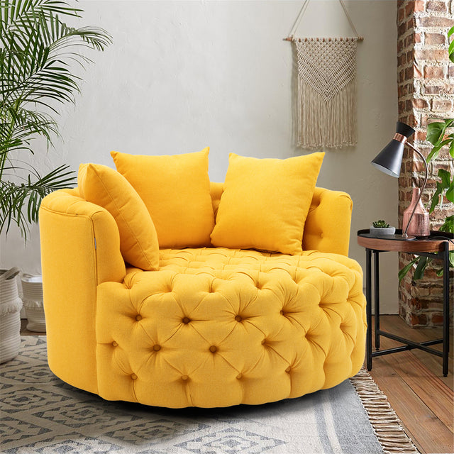 Modern Akili swivel accent chair barrel chair for hotel living room / Modern leisure chair Yellow fabric