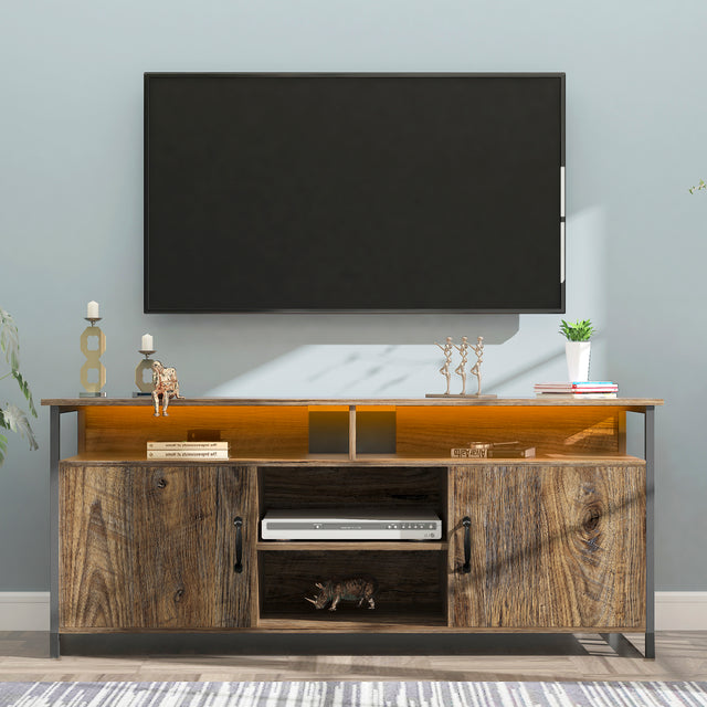 TV Stand ,Modern Wood Universal Media Console with Metal Legs, Home Living Room Furniture Entertainment Center, espresso