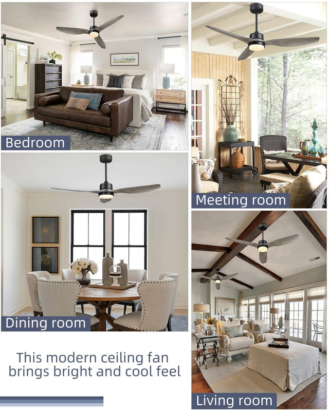 Blade LED Propeller Ceiling Fan with Remote Control 52inch(wood color)
