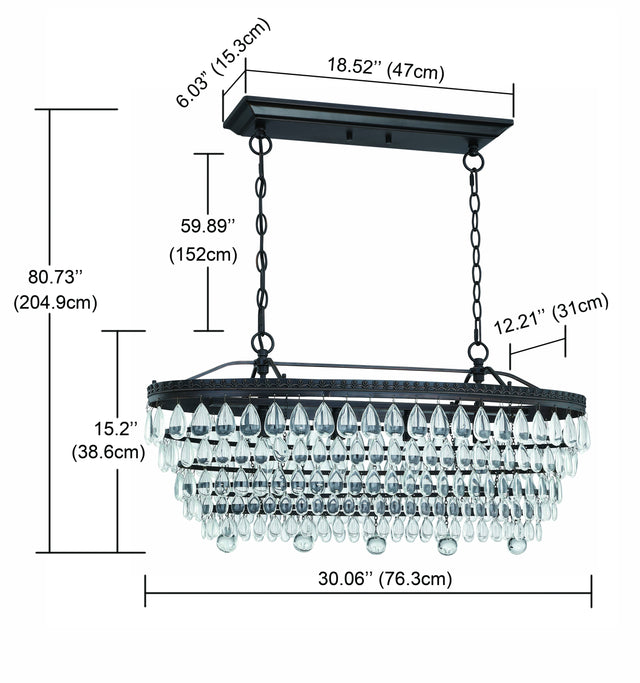 4-Light Oil Rubbed Bronze Chandelier with Crystal Accent