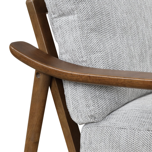 【EAT 3.17】Mid Century Modern Chair with Solid Wood Frame,Arm Chair with Vertical Slatted Back,Thick Pad Upholstered Accent Chair for Living Room, Brown