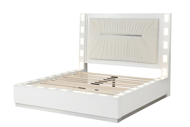 Coco King 5-N Pc Vanity LED Bedroom Set Made with Wood in Milky White