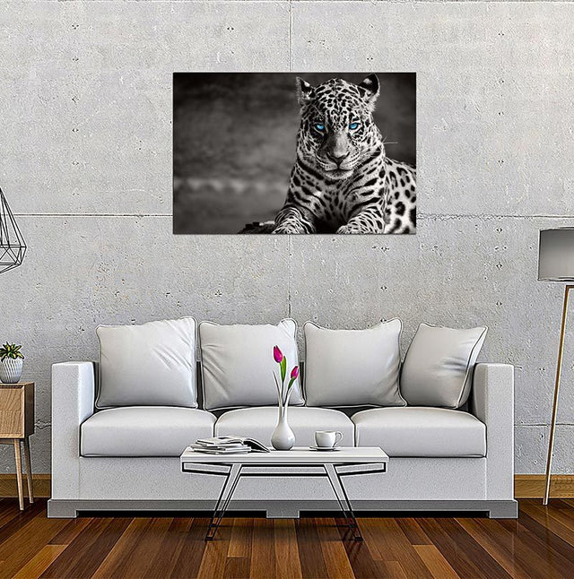 Oppidan Home "Spotted Leopard in Black and White" Acrylic Wall Art (32"H x 48"W)