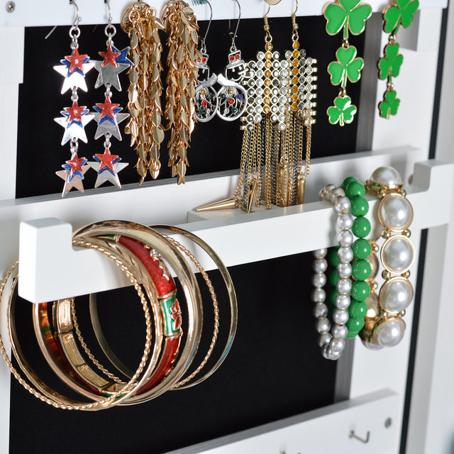 Full Mirror Fashion Simple Jewelry Storage Cabinet With Led Light Can Be Hung On The Door Or Wall