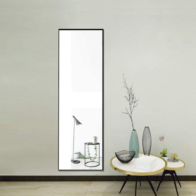 Miro 1500 400-b Full Length Mirror Floor Mirror Hanging Standing or Leaning, Bedroom Mirror Wall-Mounted Mirror with Black Aluminum Alloy Frame, 59" x 15.7"