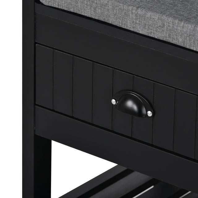 U-Can Hall Tree with 4 Hooks and Hinged Lid, Coat Hanger, Entryway Bench, Storage Bench, 3-in-1 Design, 69INCH, for Entrance, Hallway (Black)