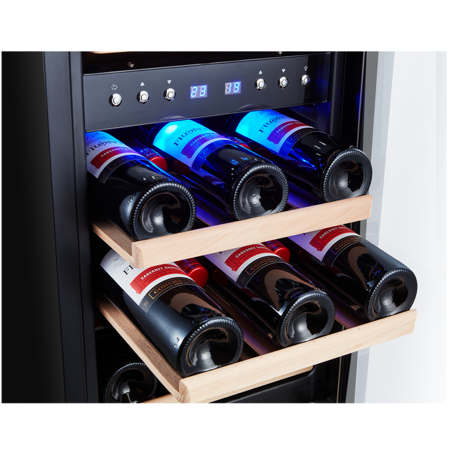 30 Bottles/15 Inch Dual Zone Low Noise Wine Cooler Refrigerator , Small Wine Refrigerator for Home Bar with Digital Temperature Control, Glass Front Doors and Interior Lighting