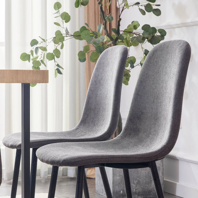 Dining Chairs Set of 4, Modern Mid-Century Style Dining Kitchen Room Upholstered Side Chairs, Accent Chairs with Soft Linen Fabric Cover Cushion Seat and Black Metal Legs,For Kitchen Lounge Farmhouse