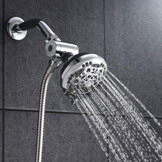 Rain Shower Head - High Pressure Handheld Showerhead & Rain Showerhead Combo with 7 Spray Setting, 2 in 1 Shower Head System Stainless Steel Extra Long Shower Hose,Chrome 1.8 GPM